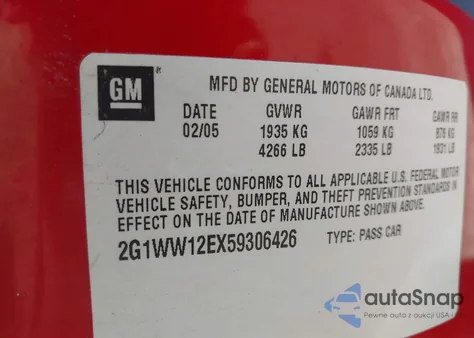 2005 Chevrolet Monte Carlo Ls z USA, uszkodzony, nr VIN 2G1WW12EX59306426